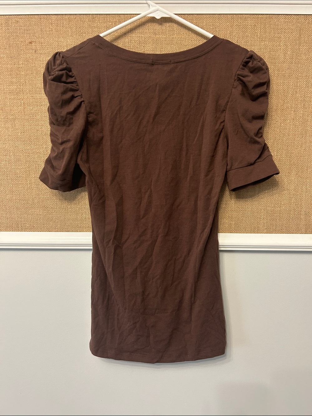 Ambiance Brown Scoop Neck Puff Sleeve Tee - Picture 2 of 3